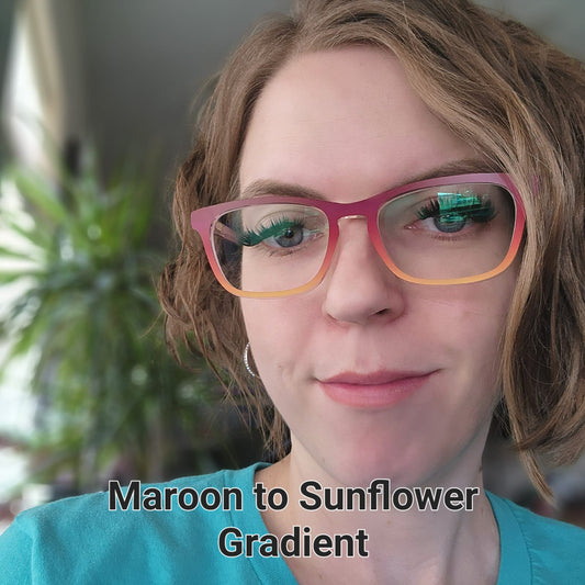 MAROON TO SUNFLOWER GRADIENT Eyewear Frame Toppers COMES WITH MAGNETS