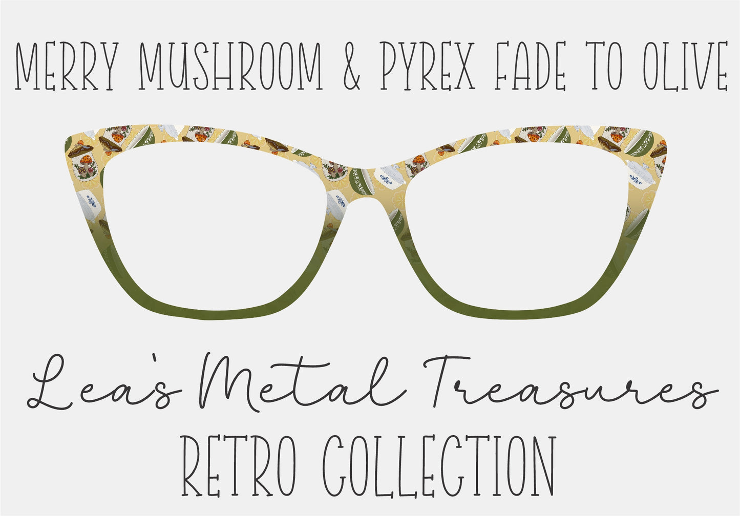 MERRY MUSHROOM AND PYREX FADE TO OLIVE Eyewear Frame Toppers COMES WITH MAGNETS