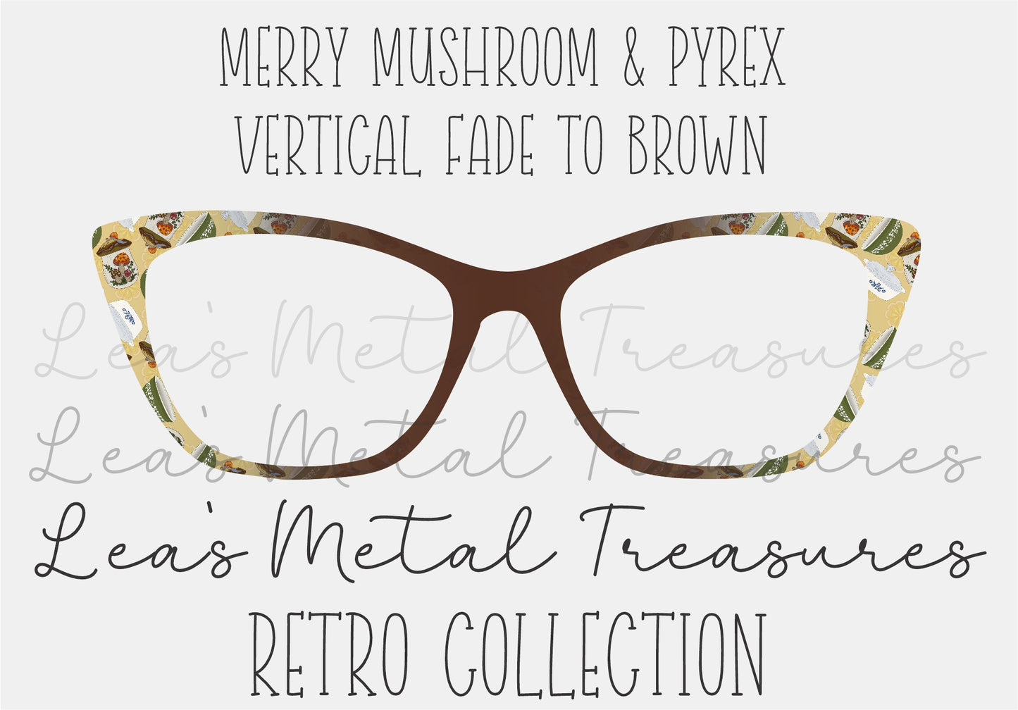MERRY MUSHROOM AND PYREX VERTICAL FADE TO BROWN Eyewear Frame Toppers