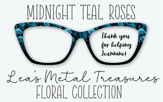 MIDNIGHT TEAL ROSES Eyewear Frame Toppers • Fundraiser for Jeannine