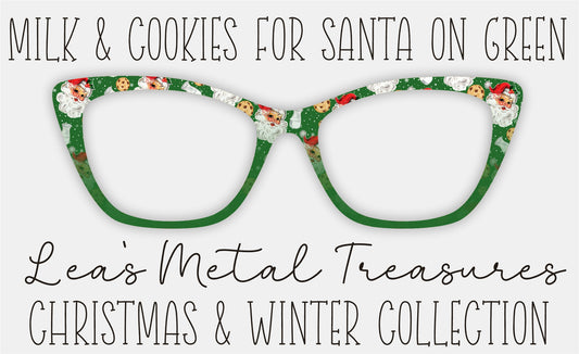 Milk and Cookies for Santa on Green Eyewear Frame Toppers