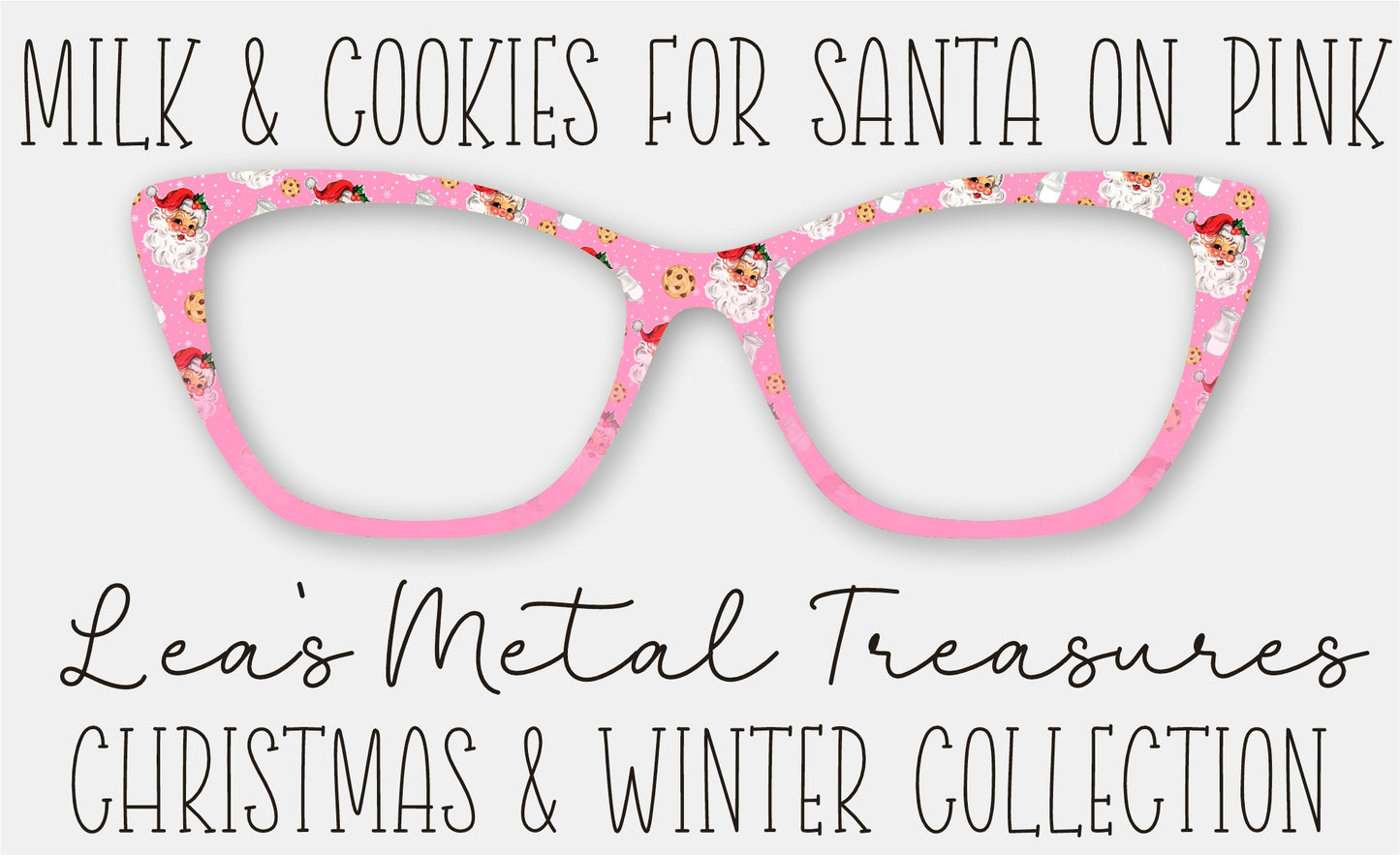 Milk and Cookies for Santa on Pink Eyewear Frame Toppers