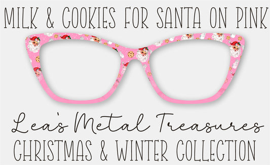 Milk and Cookies for Santa on Pink Eyewear Frame Toppers