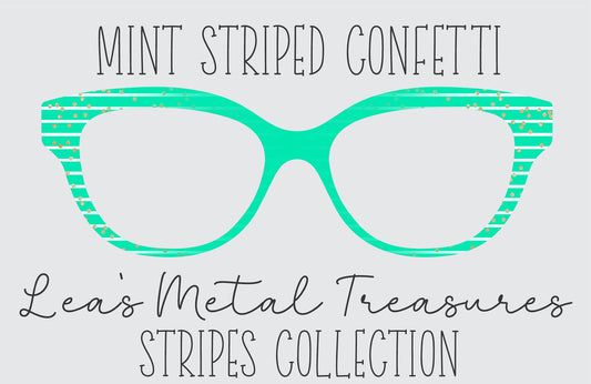 Mint Stripes Confetti Eyewear Frame Toppers COMES WITH MAGNETS