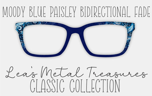 Moody Blue Paisley Bidirectional Fade Eyewear Frame Toppers COMES WITH MAGNETS