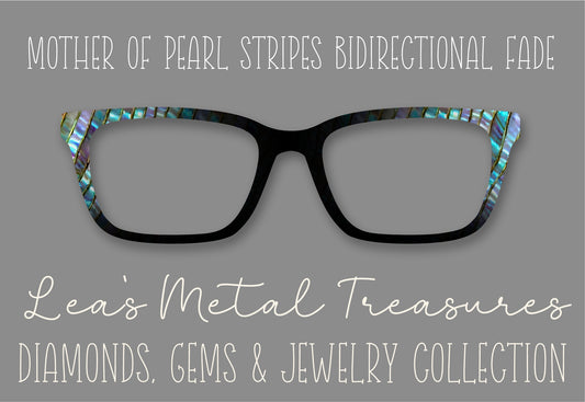 MOTHER OF PEARL STRIPES Bidirectional Fade TO Black Eyewear Frame Toppers COMES WITH MAGNETS