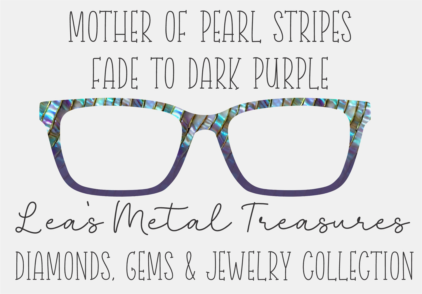 MOTHER OF PEARL STRIPES FADE TO DARK PURPLE Eyewear Frame Toppers COMES WITH MAGNETS