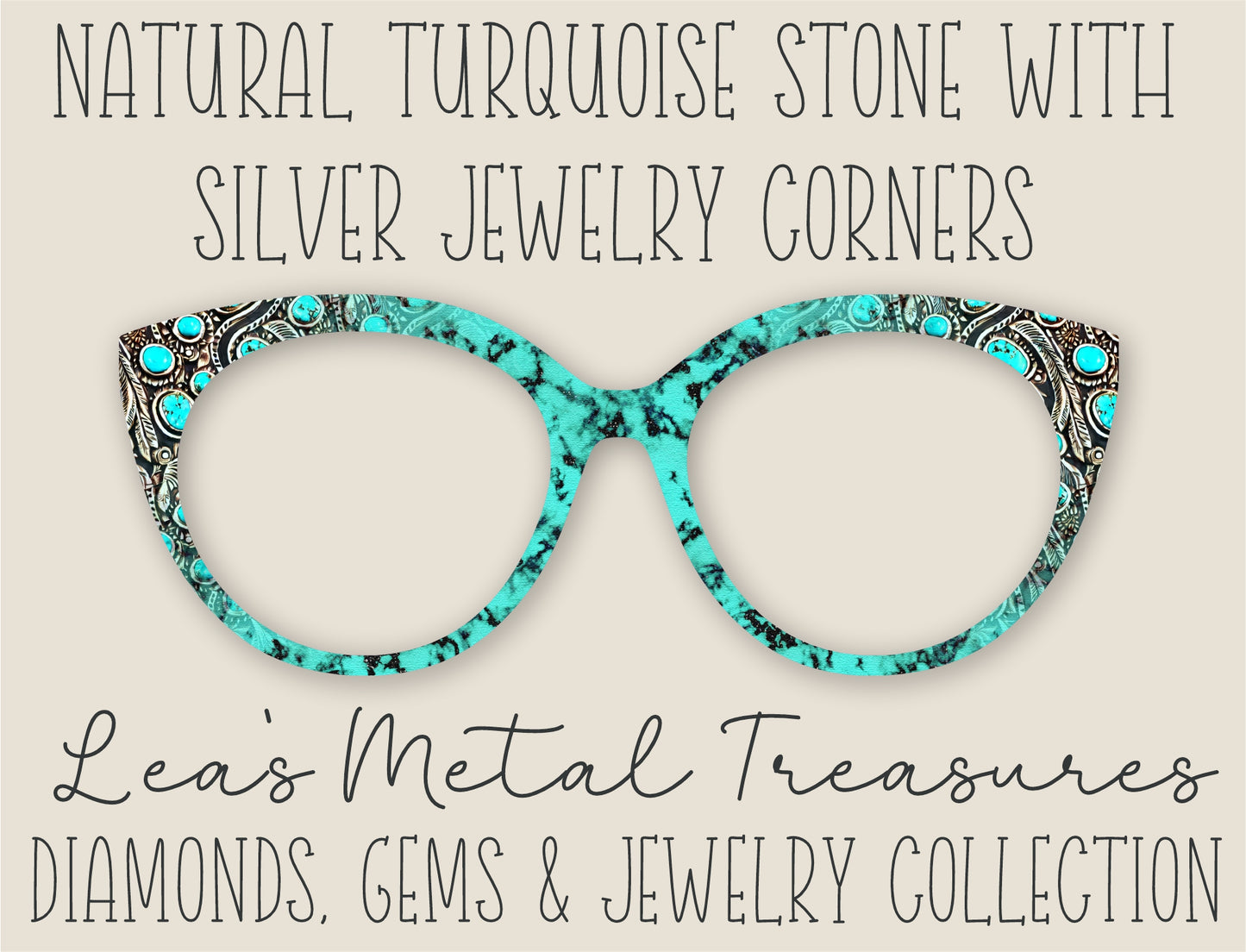 Natural Turquoise with Stone Silver Jewelry Corners • Magnetic Eyeglasses Toppers