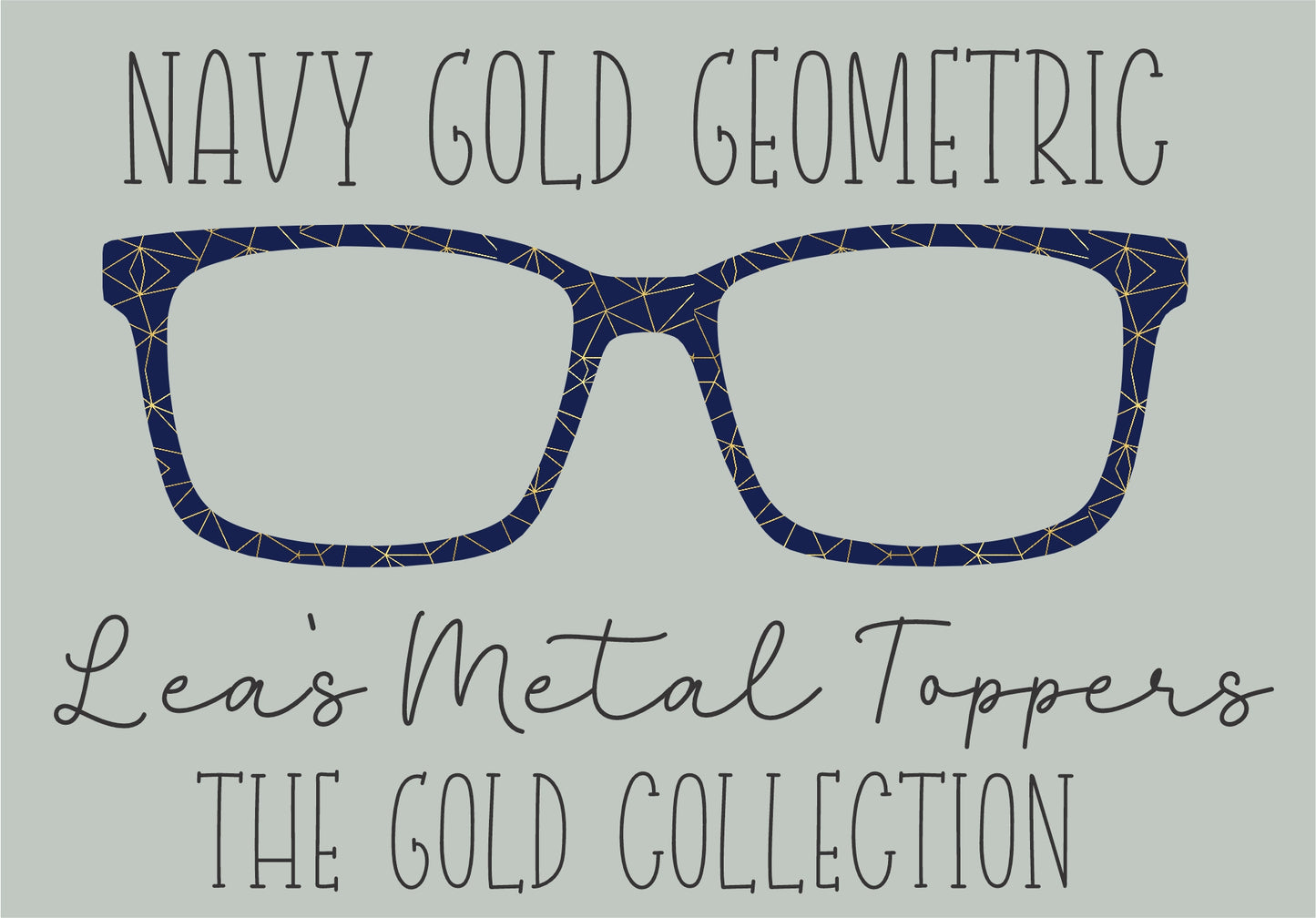 NAVY GOLD GEOMETRIC Eyewear Frame Toppers COMES WITH MAGNETS