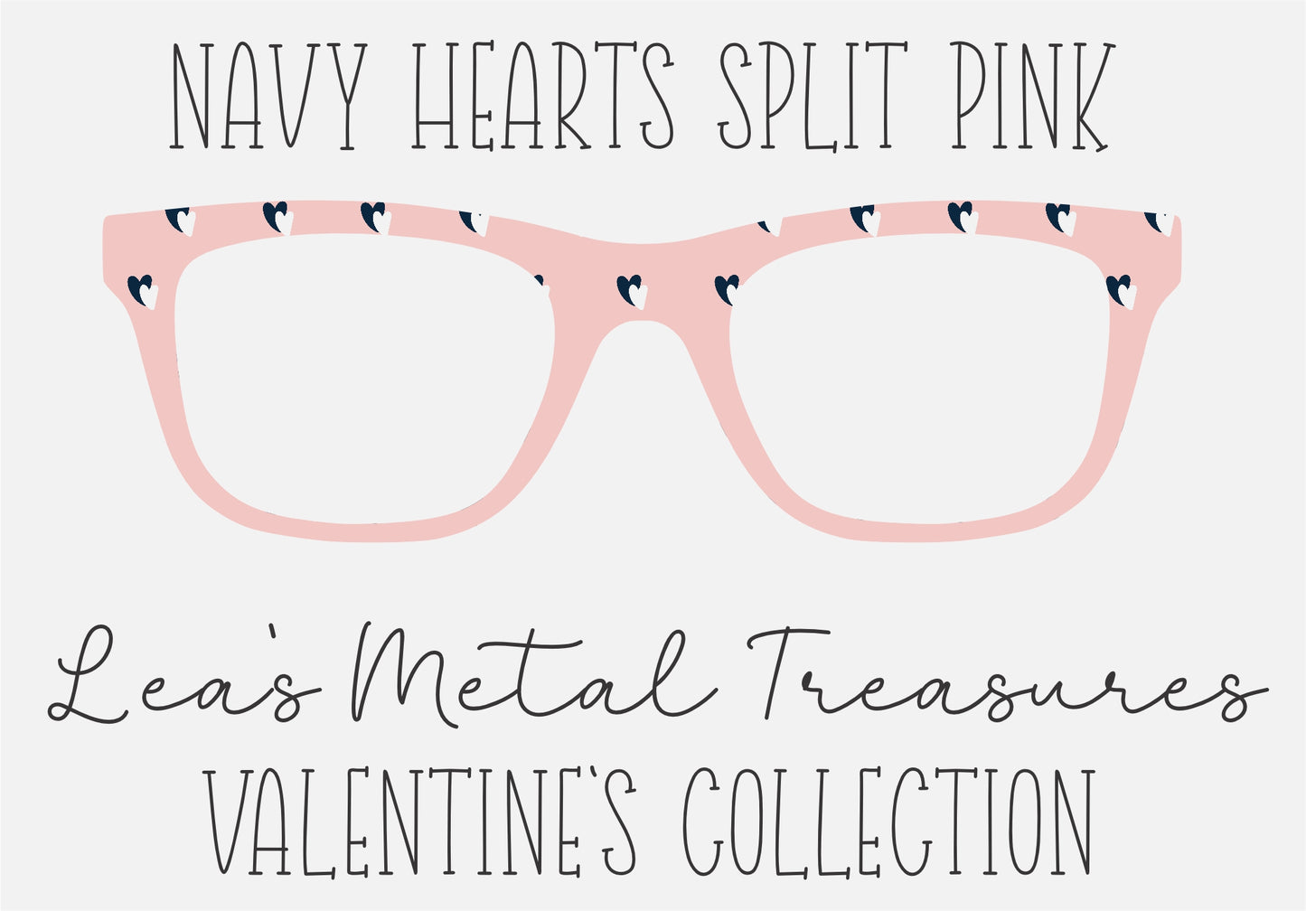 Navy Hearts split F2C6C3 Eyewear Frame Toppers COMES WITH MAGNETS