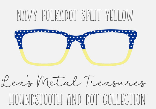 NAVY POLKADOT SPLIT YELLOW  Eyewear Frame Toppers COMES WITH MAGNETS