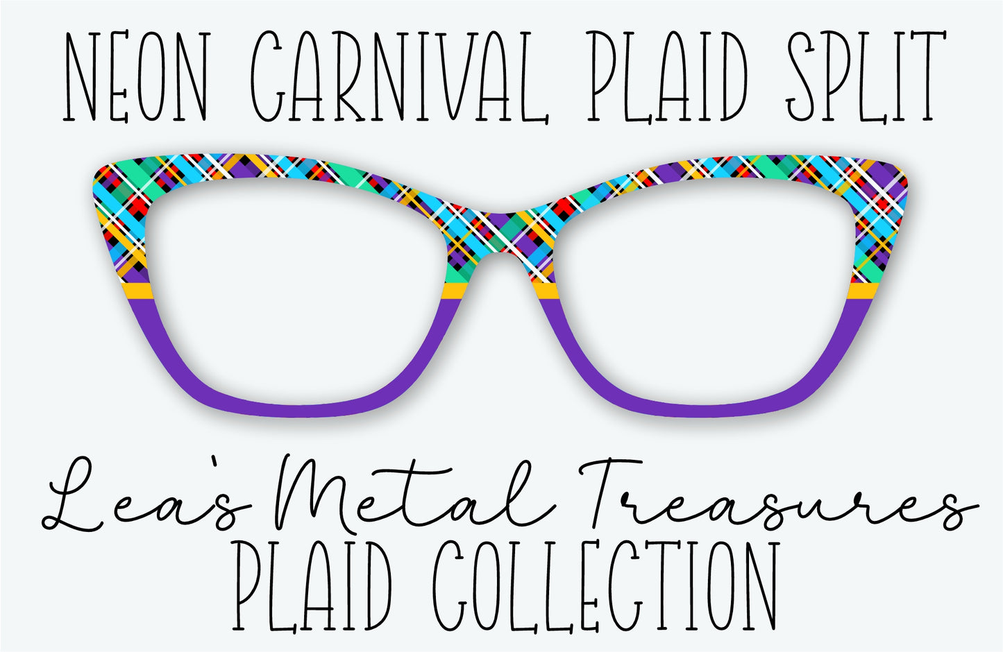 NEON CARNIVAL PLAID SPLIT Eyewear Frame Toppers • MARCH 2026 TOPPER OF THE MONTH