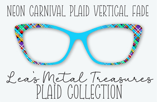 NEON CARNIVAL PLAID VERTICAL FADE Eyewear Frame Toppers • MARCH 2026 TOPPER OF THE MONTH