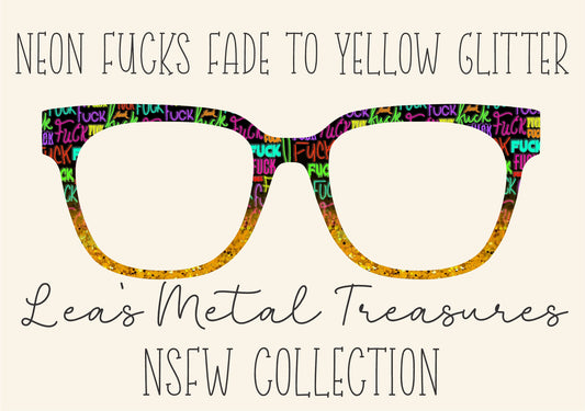 NEON FUCKS TO FADE TO YELLOW GLITTER Eyewear Frame Toppers COMES WITH MAGNETS