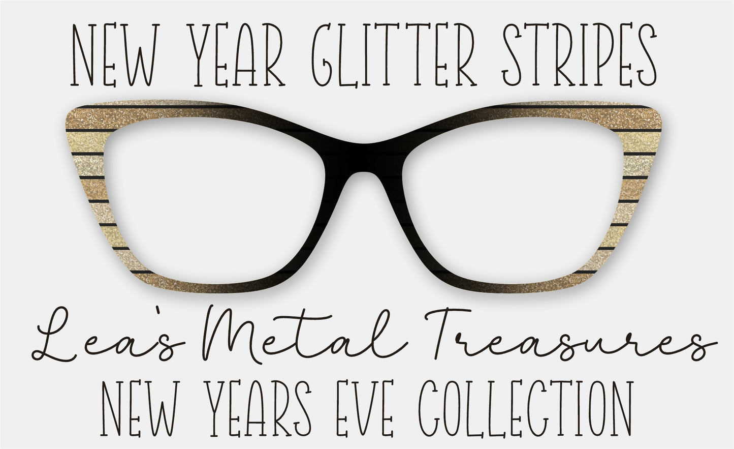 New Year Faux Glitter Stripes Eyewear Frame Toppers COMES WITH MAGNETS