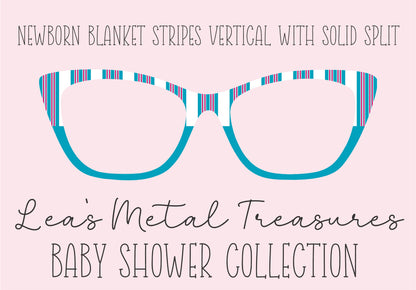 Newborn Blanket Stripes Vertical Split to Solid Toppers COMES WITH MAGNETS