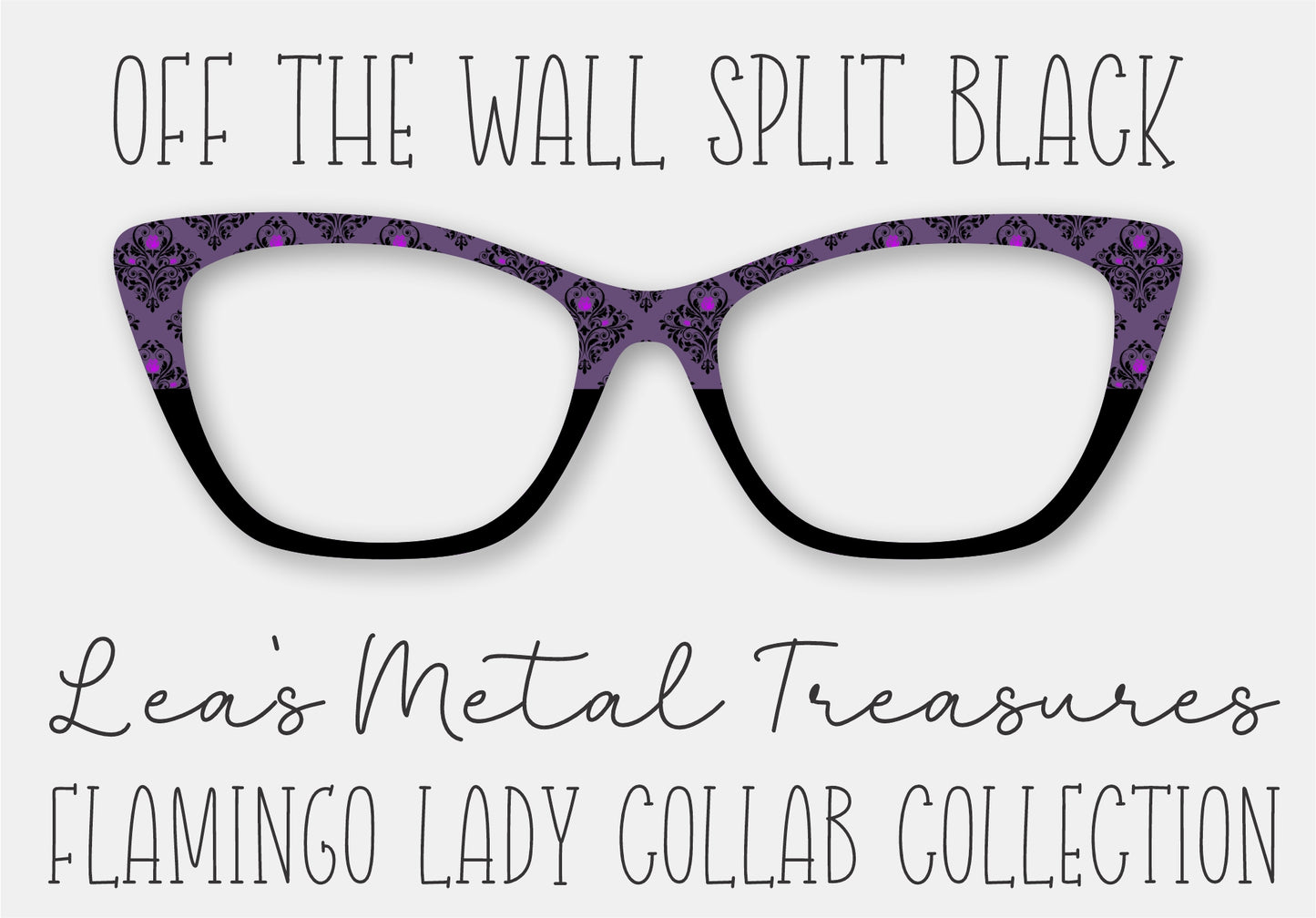 Off the Wall Split Black Printed Magnetic Eyeglasses Topper • Flamingo Lady Collab Collection