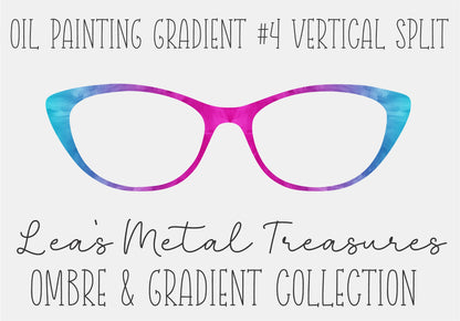 OIL PAINTING GRADIENT 4 VERTICAL SPLIT Eyewear Frame Toppers COMES WITH MAGNETS