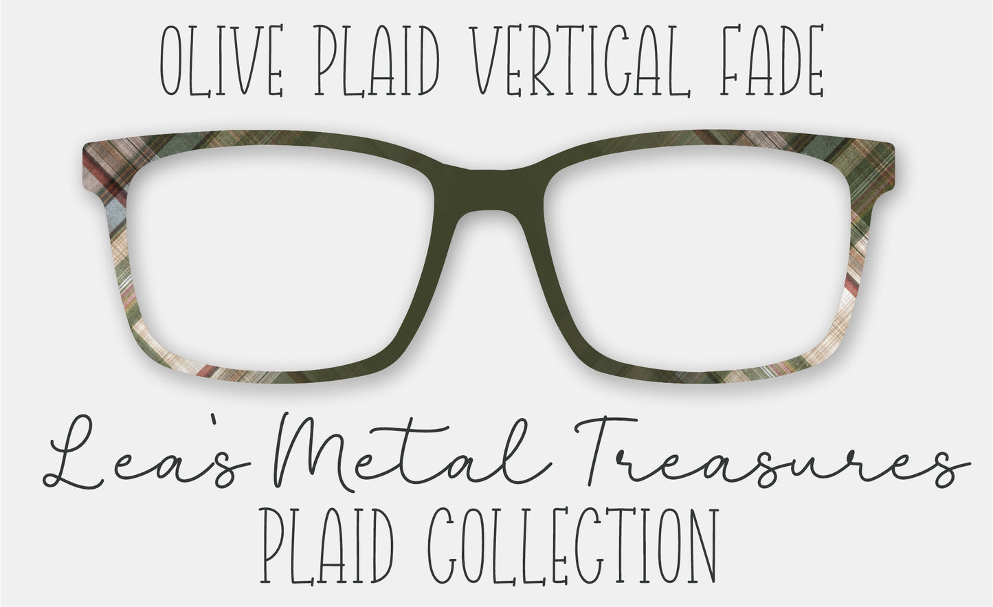 Olive Plaid Vertical Fade Eyewear Frame Toppers COMES WITH MAGNETS