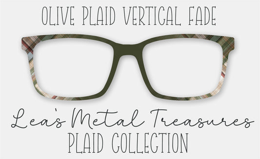 Olive Plaid Vertical Fade Eyewear Frame Toppers COMES WITH MAGNETS