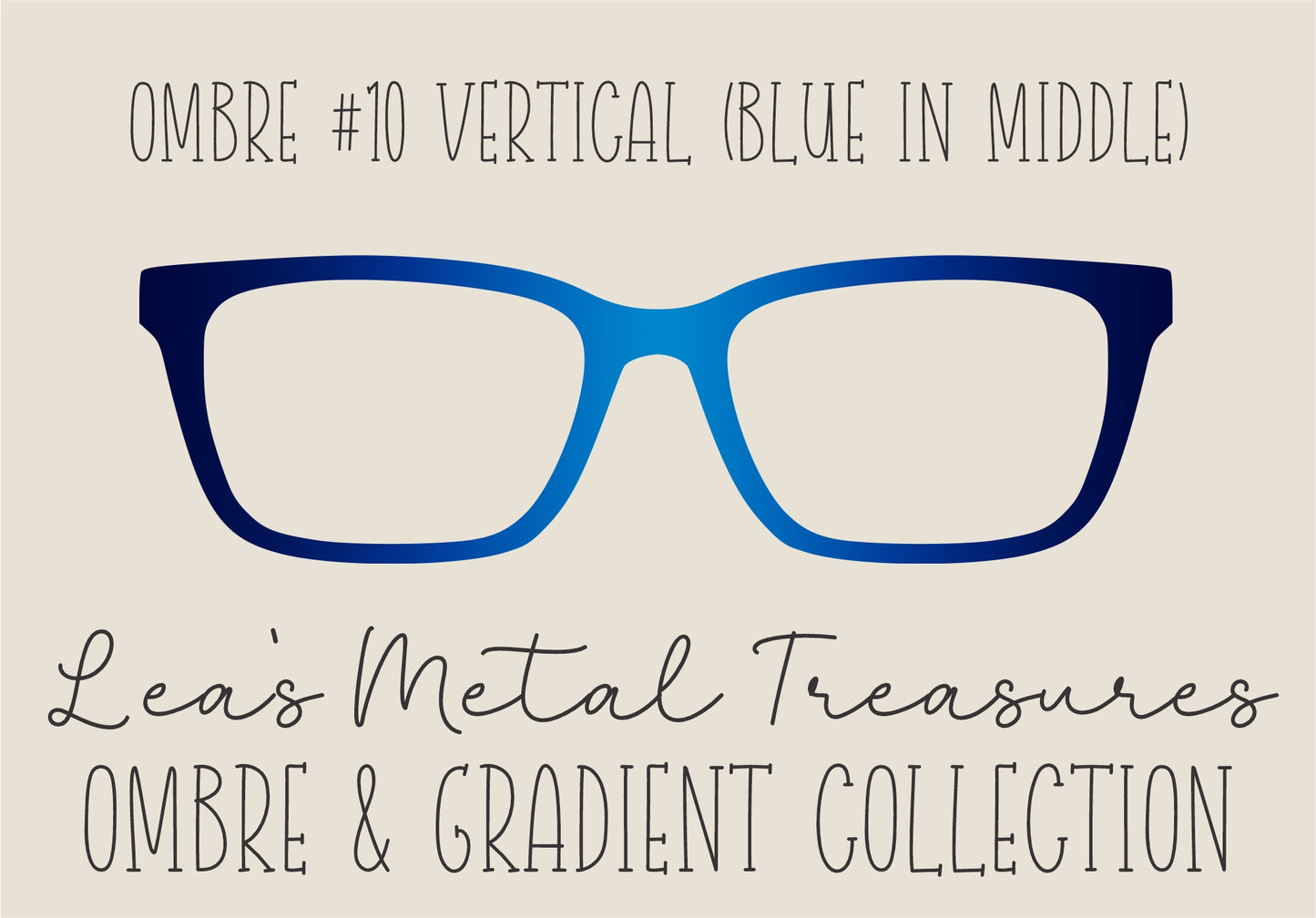 OMBRE 10 VERTICAL BLUE IN MIDDLE Eyewear Toppers COMES WITH MAGNETS