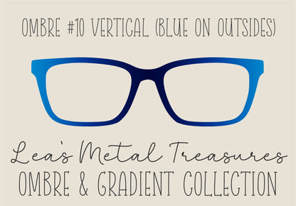 OMBRE 10 VERTICAL BLUE ON OUTSIDES Eyewear Toppers COMES WITH MAGNETS