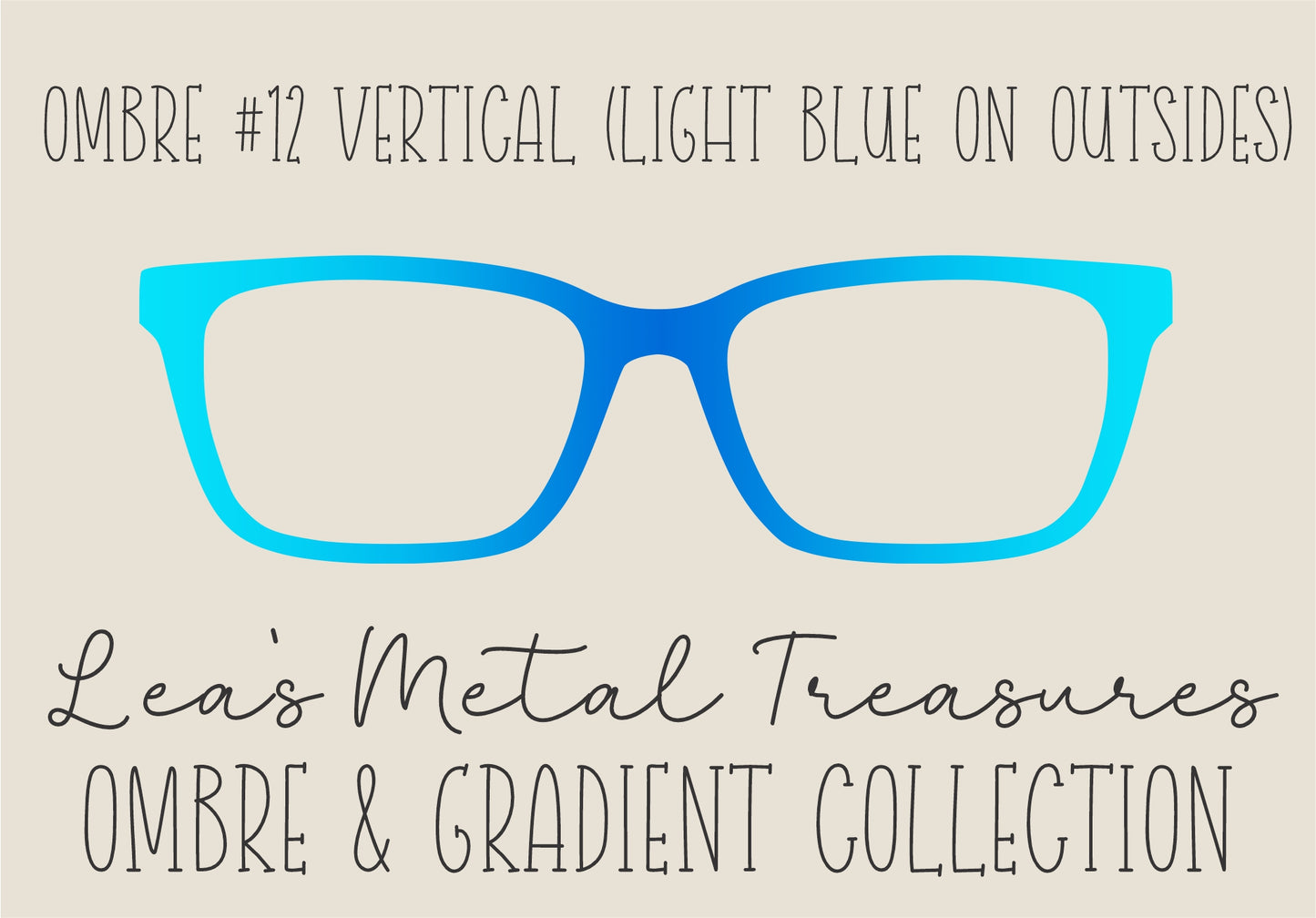 OMBRE 12 VERTICAL LIGHT BLUE ON OUTSIDES Eyewear Toppers COMES WITH MAGNETS