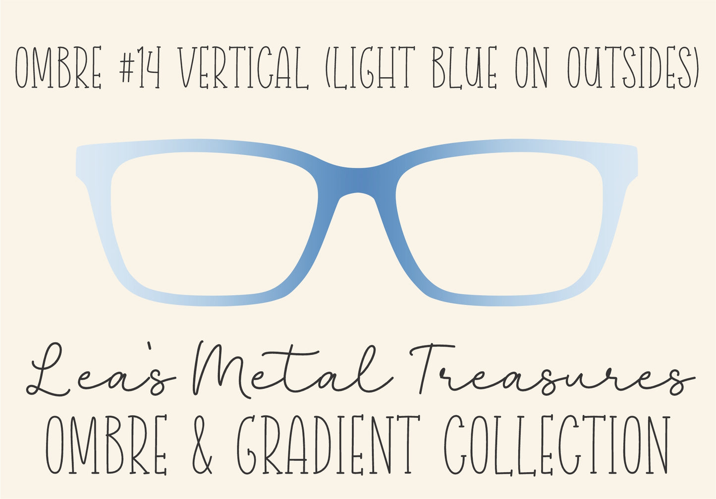 OMBRE 14 VERTICAL LIGHT BLUE ON OUTSIDES Eyewear Toppers COMES WITH MAGNETS