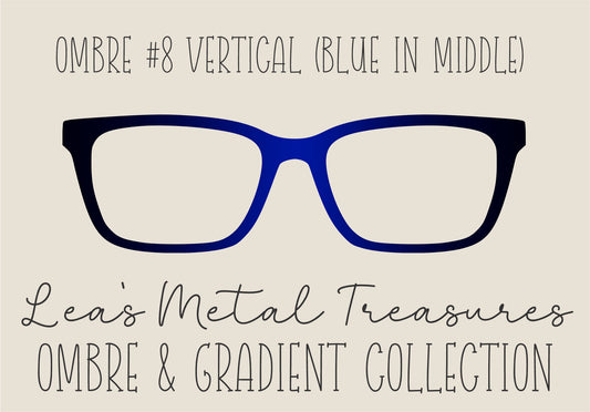 OMBRE 8 VERTICAL BLUE IN MIDDLE Eyewear Toppers COMES WITH MAGNETS