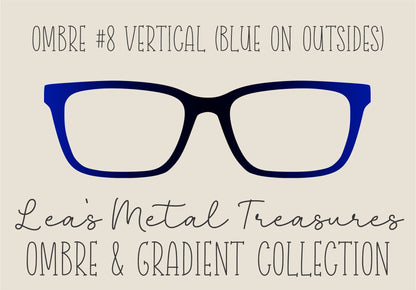 OMBRE 8 VERTICAL BLUE ON OUTSIDES Eyewear Toppers COMES WITH MAGNETS