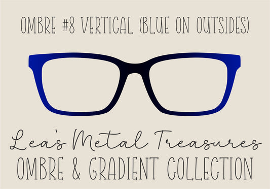 OMBRE 8 VERTICAL BLUE ON OUTSIDES Eyewear Toppers COMES WITH MAGNETS