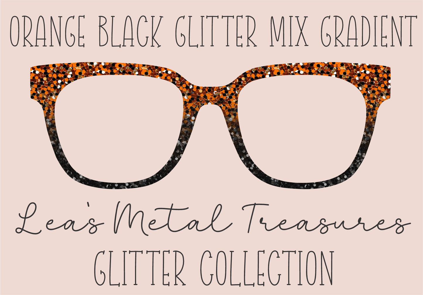 ORANGE BLACK GLITTER GRADIENT Eyewear Frame Toppers COMES WITH MAGNETS
