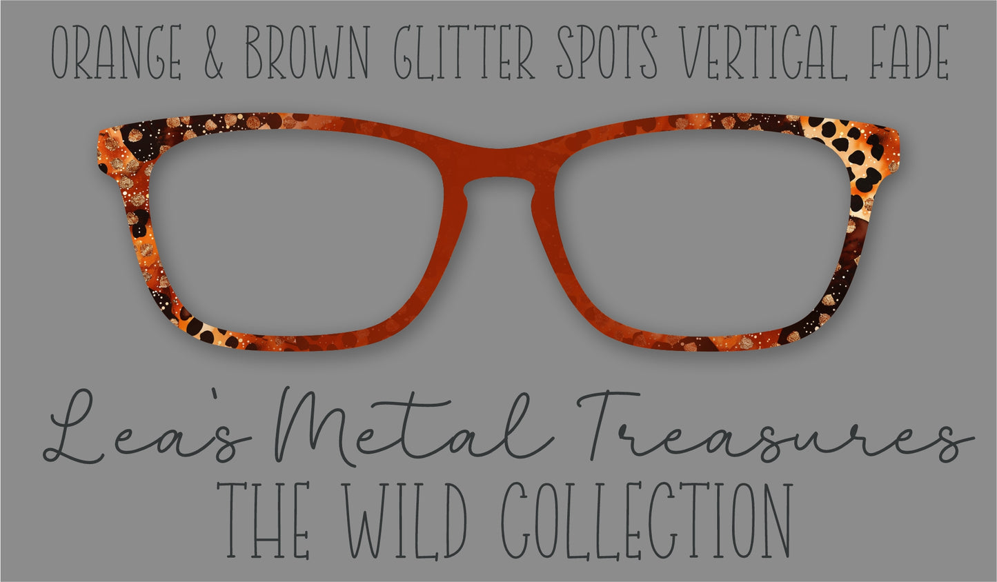 Orange and Brown Glitter Spots Vertical Fade Eyewear Frame Toppers COMES WITH MAGNETS