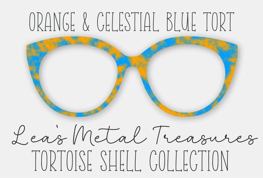 Orange and Celestial Blue Tort • Magnetic Eyeglasses Toppers