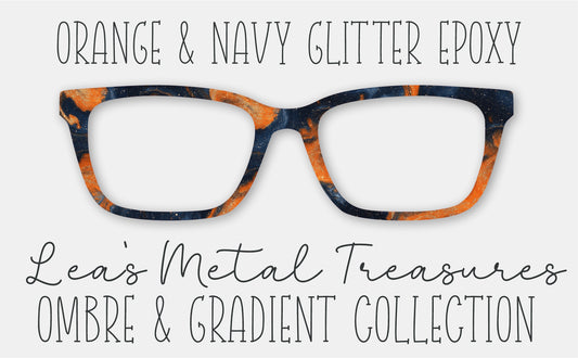 Orange and Navy Epoxy Glitter • Magnetic Eyeglasses Toppers