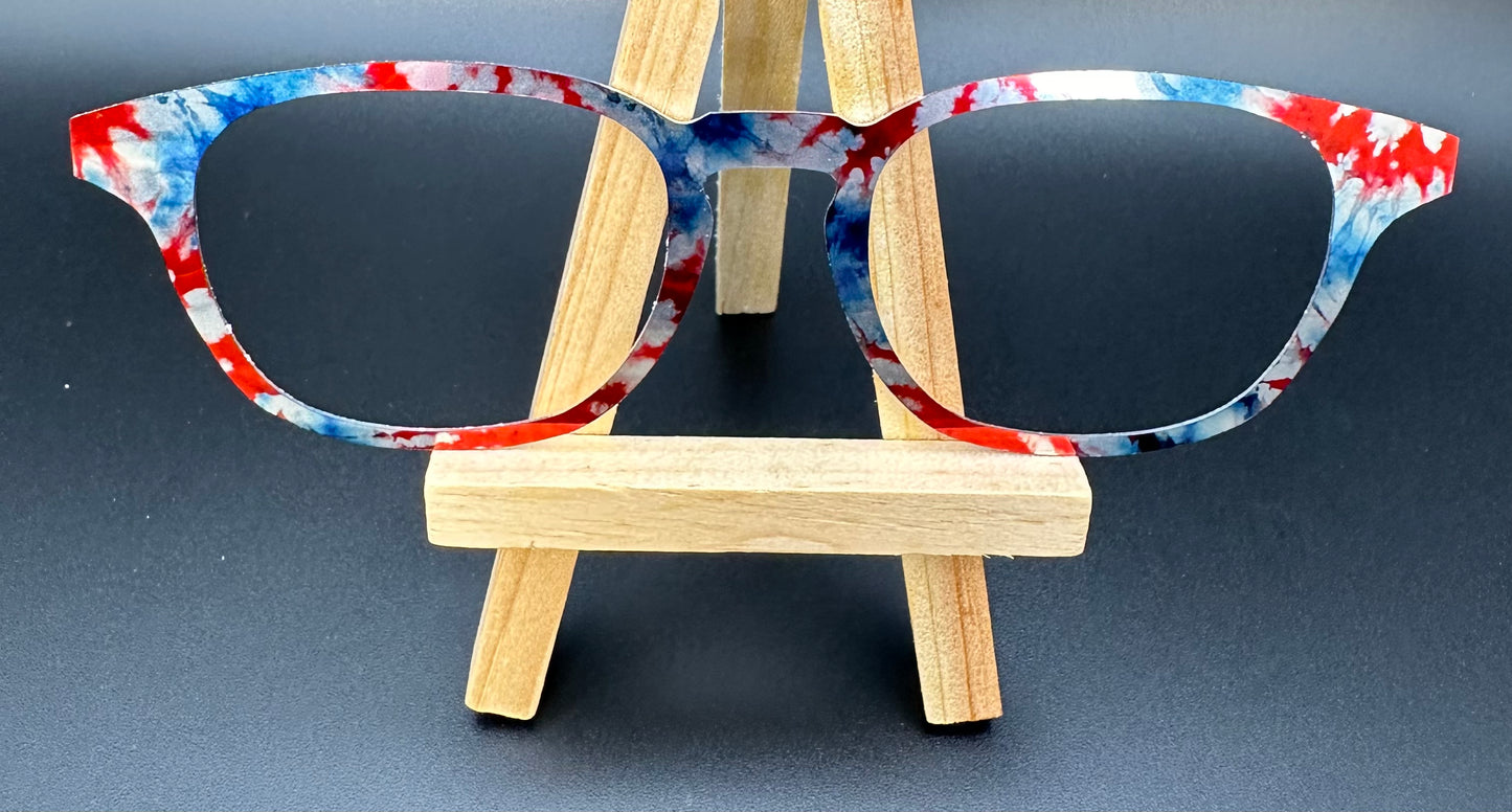 READY TO SHIP OSCAR PATRIOTIC TIE DYE ON MIRROR SILVER Eyewear Frame Topper