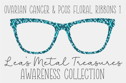 Ovarian Cancer & PCOS Floral Ribbons 1  Eyewear Frame Toppers COMES WITH MAGNETS