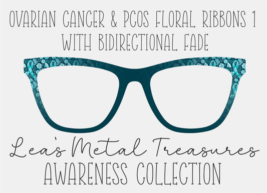 Ovarian Cancer & PCOS Floral Ribbons 1 Bidirectional Fade Eyewear Frame Toppers COMES WITH MAGNETS