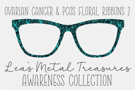 Ovarian Cancer & PCOS Floral Ribbons 2 Eyewear Frame Toppers COMES WITH MAGNETS