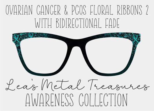 Ovarian Cancer & PCOS Floral Ribbons 2 Bidirectional Fade Eyewear Frame Toppers COMES WITH MAGNETS