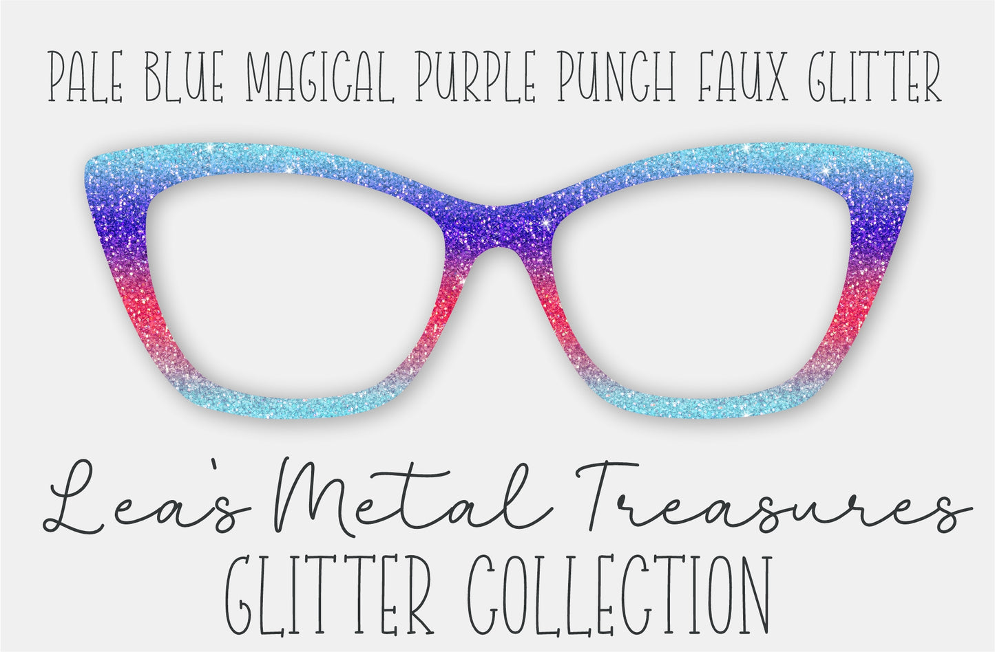 Pale Blue Magical Purple Punch Faux Glitter Eyewear Frame Toppers