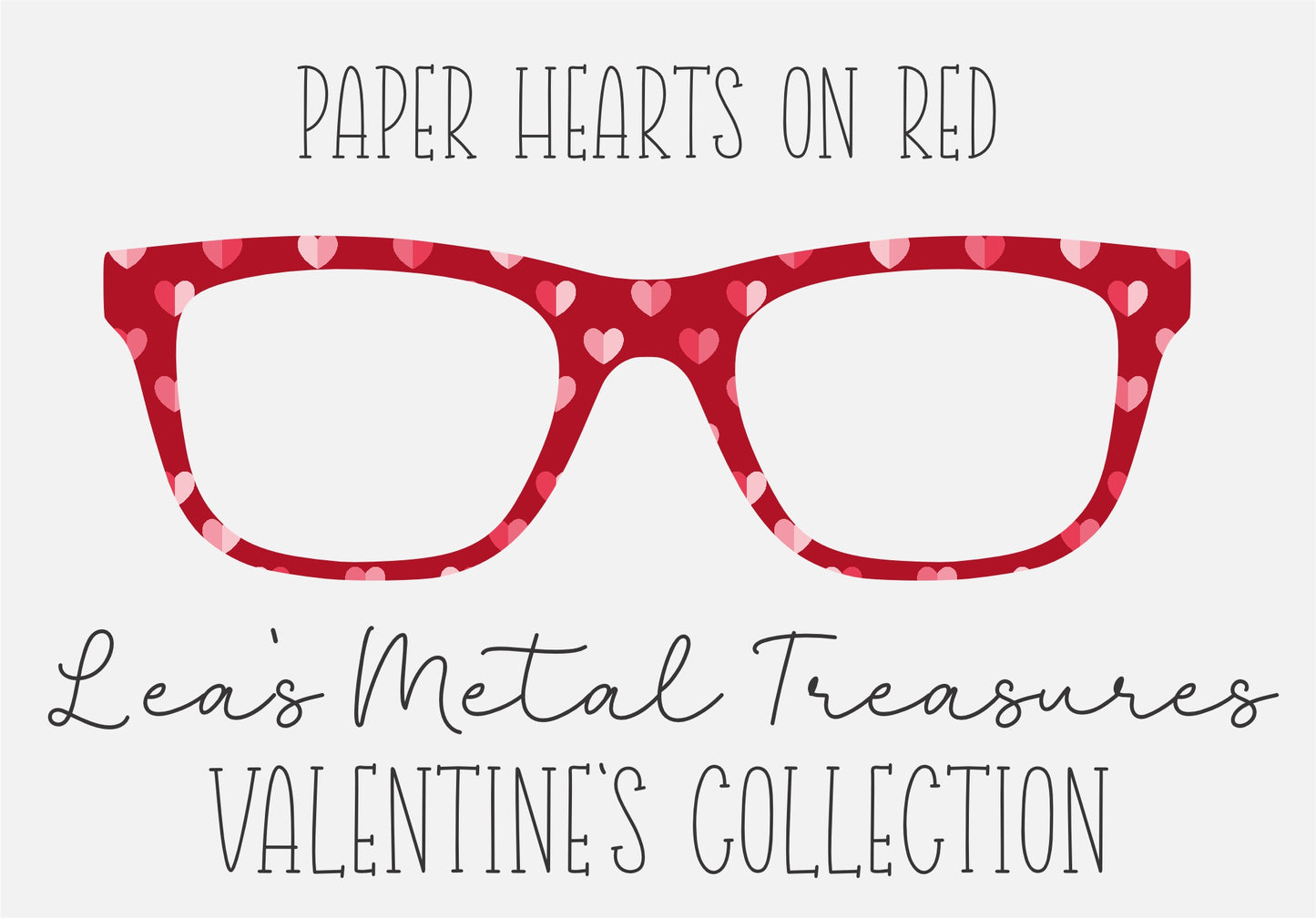 PAPER HEARTS ON RED Eyewear Frame Toppers COMES WITH MAGNETS