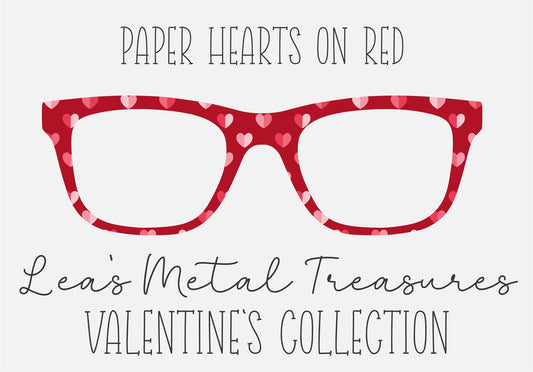 PAPER HEARTS ON RED Eyewear Frame Toppers COMES WITH MAGNETS