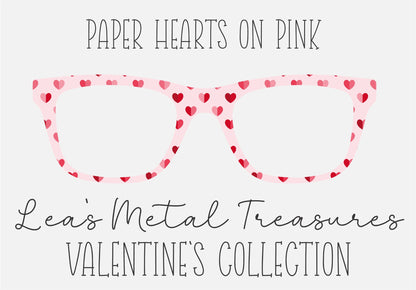 PAPER HEARTS ON PINK Eyewear Frame Toppers COMES WITH MAGNETS