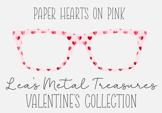 PAPER HEARTS ON PINK Eyewear Frame Toppers COMES WITH MAGNETS