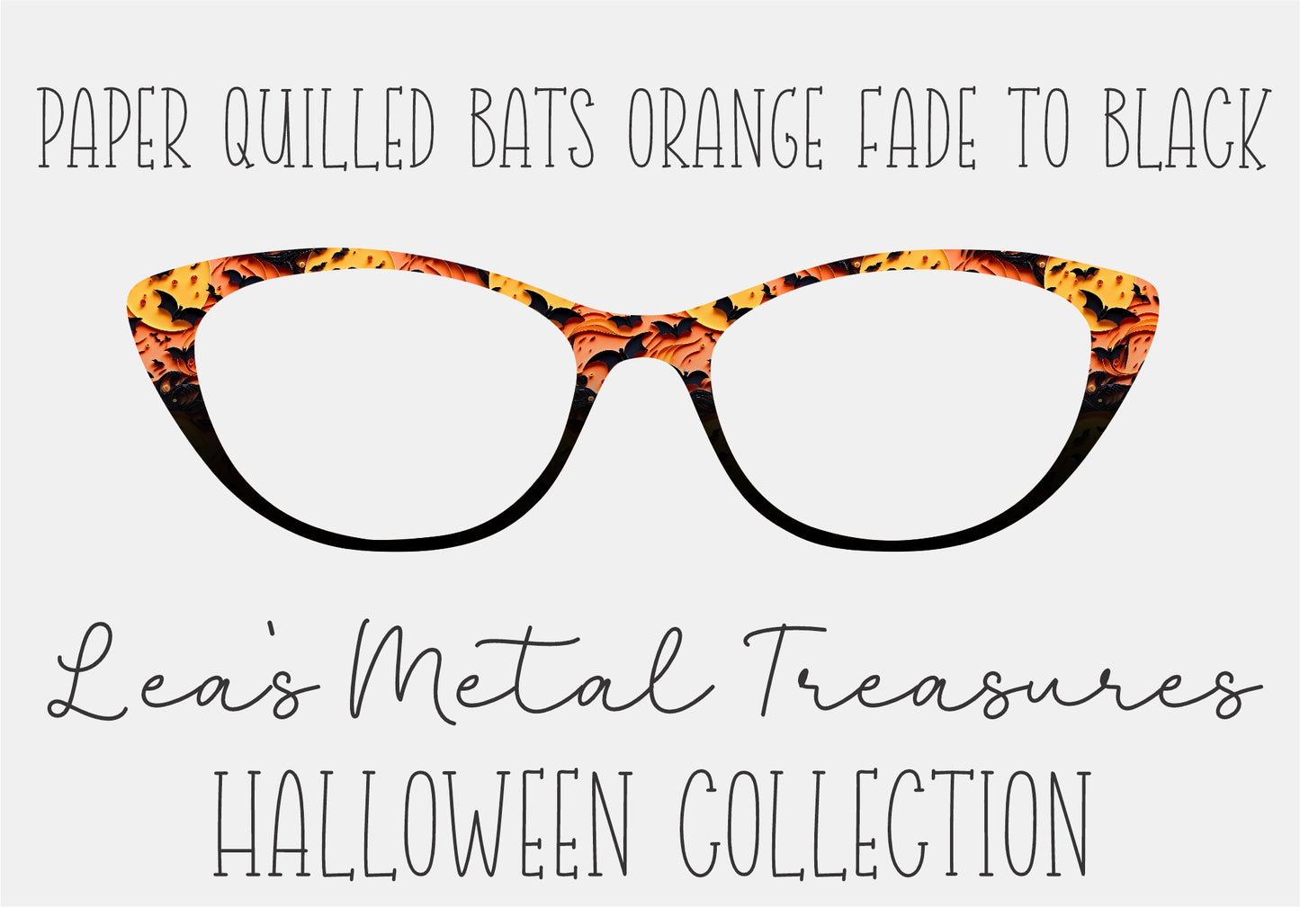PAPER QUILLED BATS ORANGE FADE TO BLACK Eyewear Frame Toppers COMES WITH MAGNETS