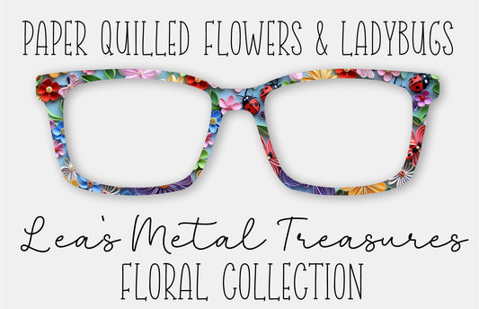 Paper Quilled Flowers and Ladybugs Eyewear Frame Toppers COMES WITH MAGNETS