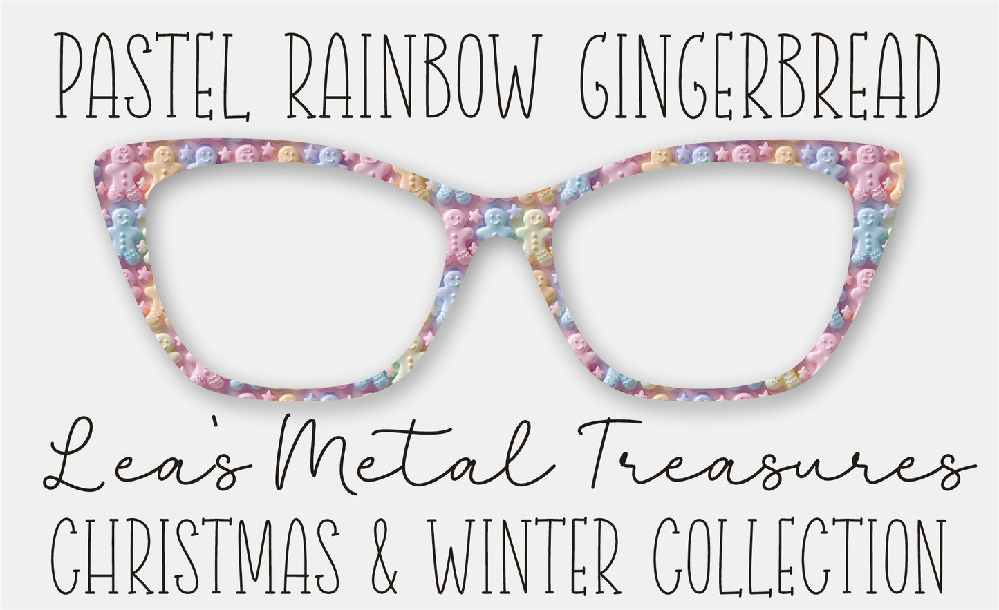 Pastel Rainbow Gingerbread FULL PATTERN Eyewear Frame Toppers