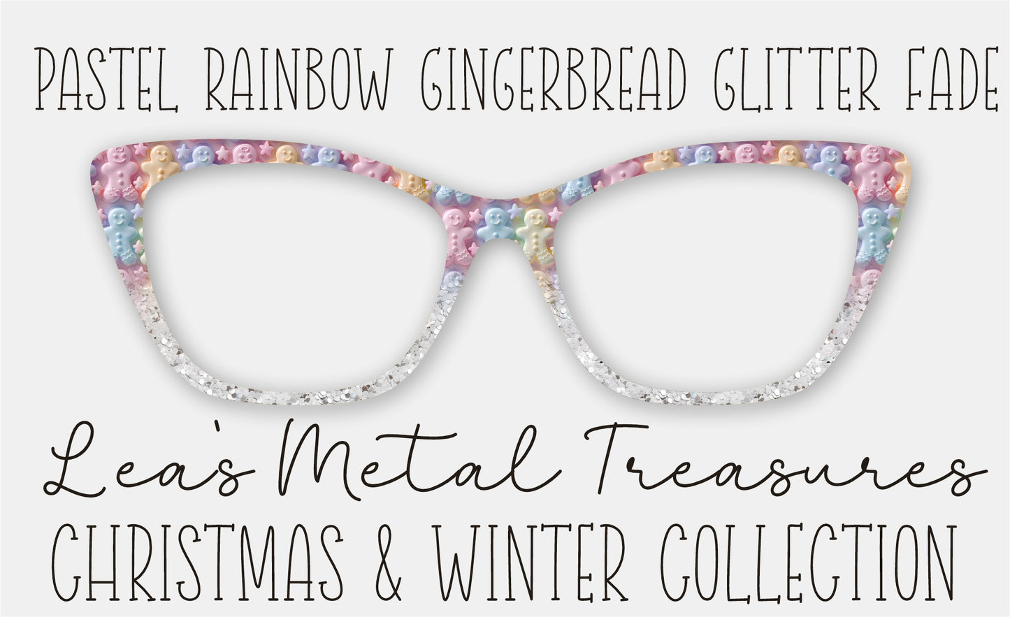 Pastel Rainbow Gingerbread Glitter Fade FULL PATTERN Eyewear Frame Toppers