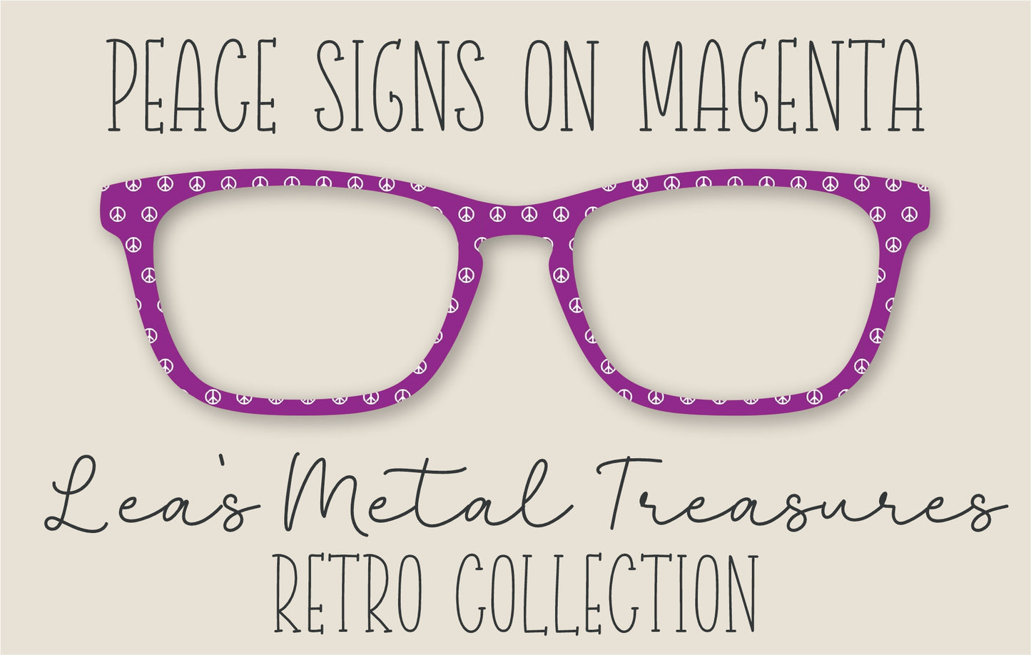 Peace Signs on Magenta Eyewear Frame Toppers COMES WITH MAGNETS